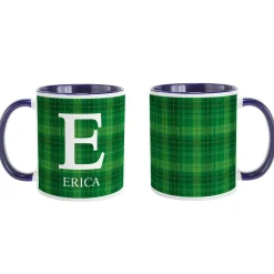 Plaid Initial Mug
