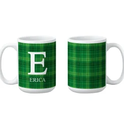 Plaid Initial Mug