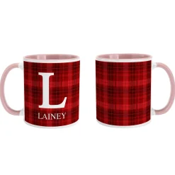 Plaid Initial Mug