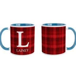 Plaid Initial Mug