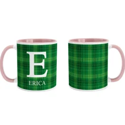 Plaid Initial Mug