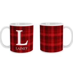 Plaid Initial Mug
