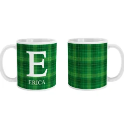 Plaid Initial Mug