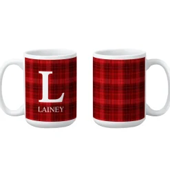 Plaid Initial Mug