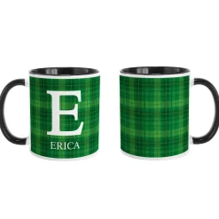 Plaid Initial Mug
