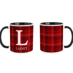 Plaid Initial Mug