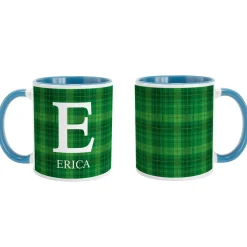 Plaid Initial Mug