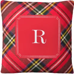Plaid Initial Throw Pillow