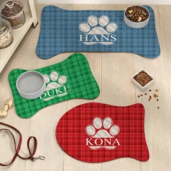 Plaid Paw Print Feeding Mat