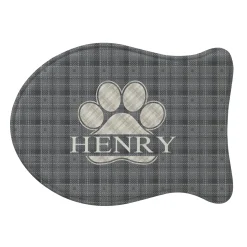 Plaid Paw Print Feeding Mat