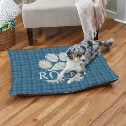 Plaid Paw Print Pet Bed