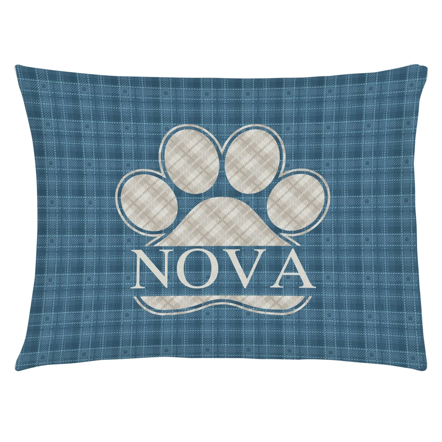Plaid Paw Print Pet Bed