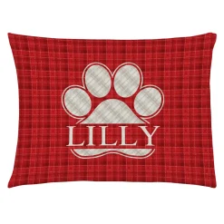 Plaid Paw Print Pet Bed