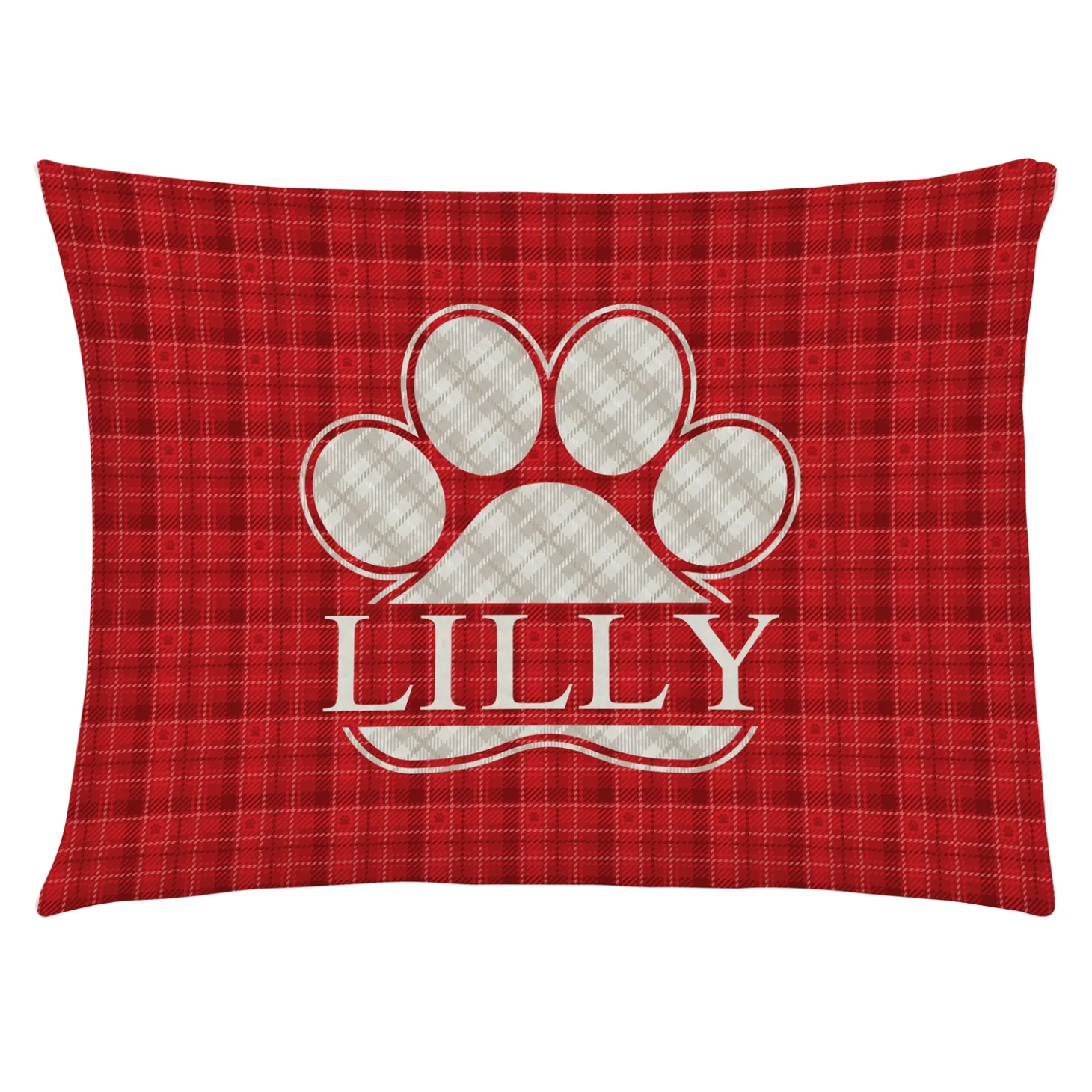 Plaid Paw Print Pet Bed