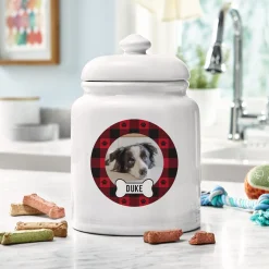 Plaid Pet Photo Treat Jar