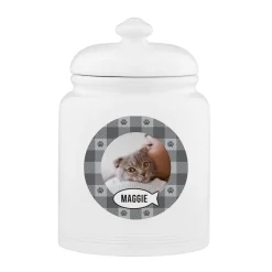 Plaid Pet Photo Treat Jar