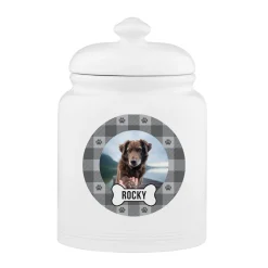Plaid Pet Photo Treat Jar