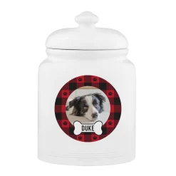 Plaid Pet Photo Treat Jar