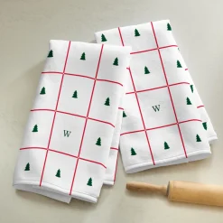 Plaid Trees Initial Kitchen Towel