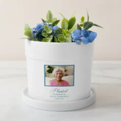 Planted in Memory Of.. Memorial Photo Planter with Tray