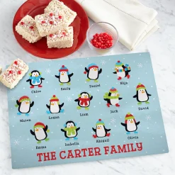 Playful Penguins Glass Cutting Board