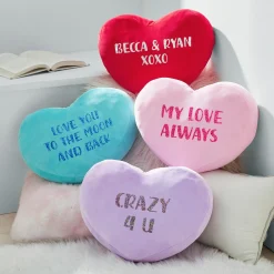 Plush Heart Sparkle Message Pillow