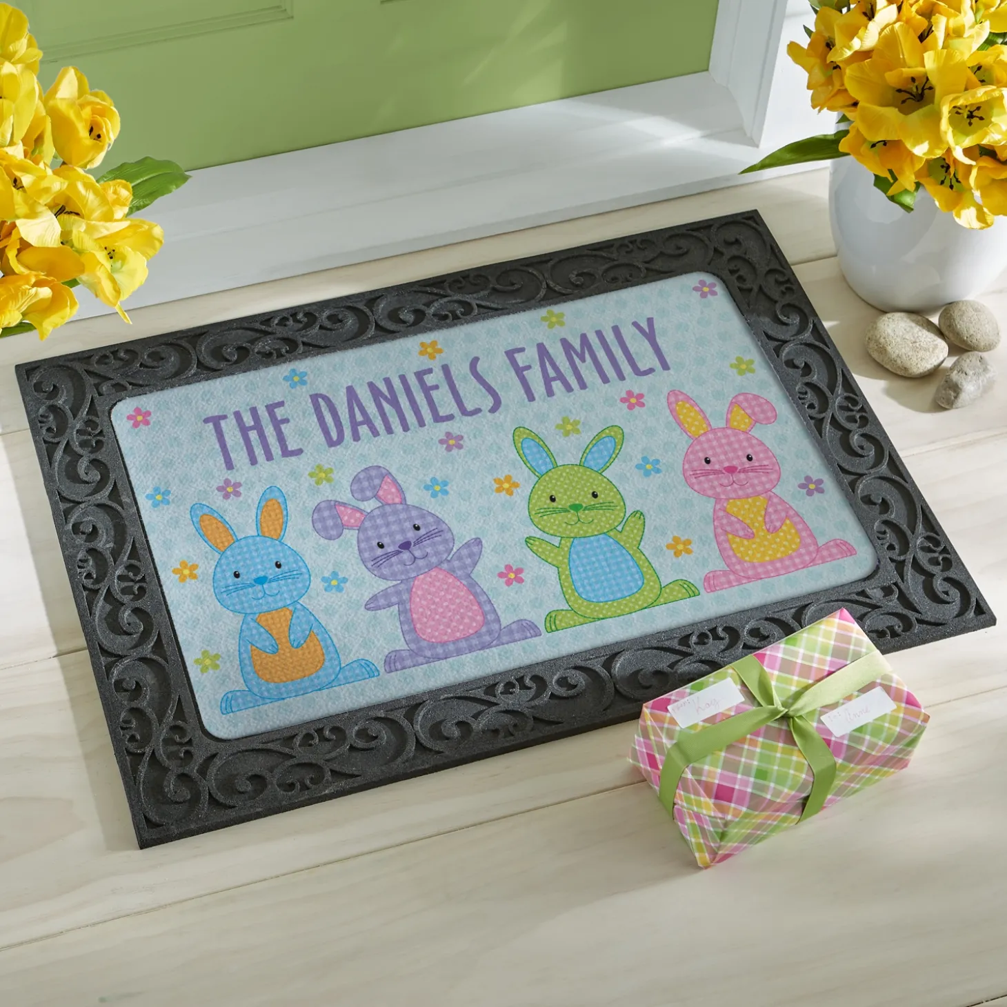 Polka Dot Bunnies Doormat