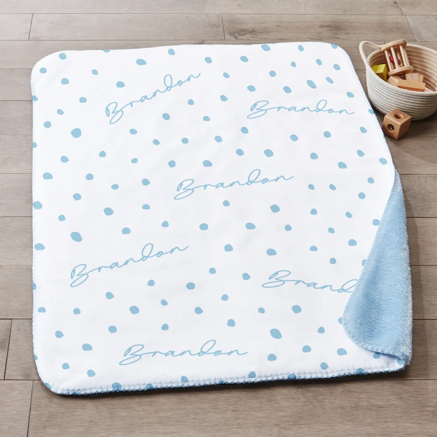 Polka Dot Name Sherpa Baby Blanket