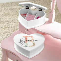 Pretty Initial Heart Shaped Jewelry Box