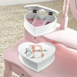 Pretty Initial Heart Shaped Jewelry Box