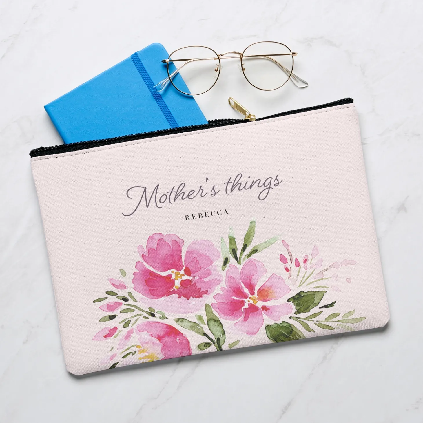 Pretty Pink Poppy Zipper Pouch