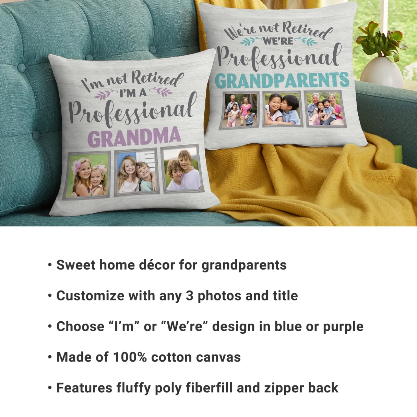 Professional Grandparent Photo Pillow