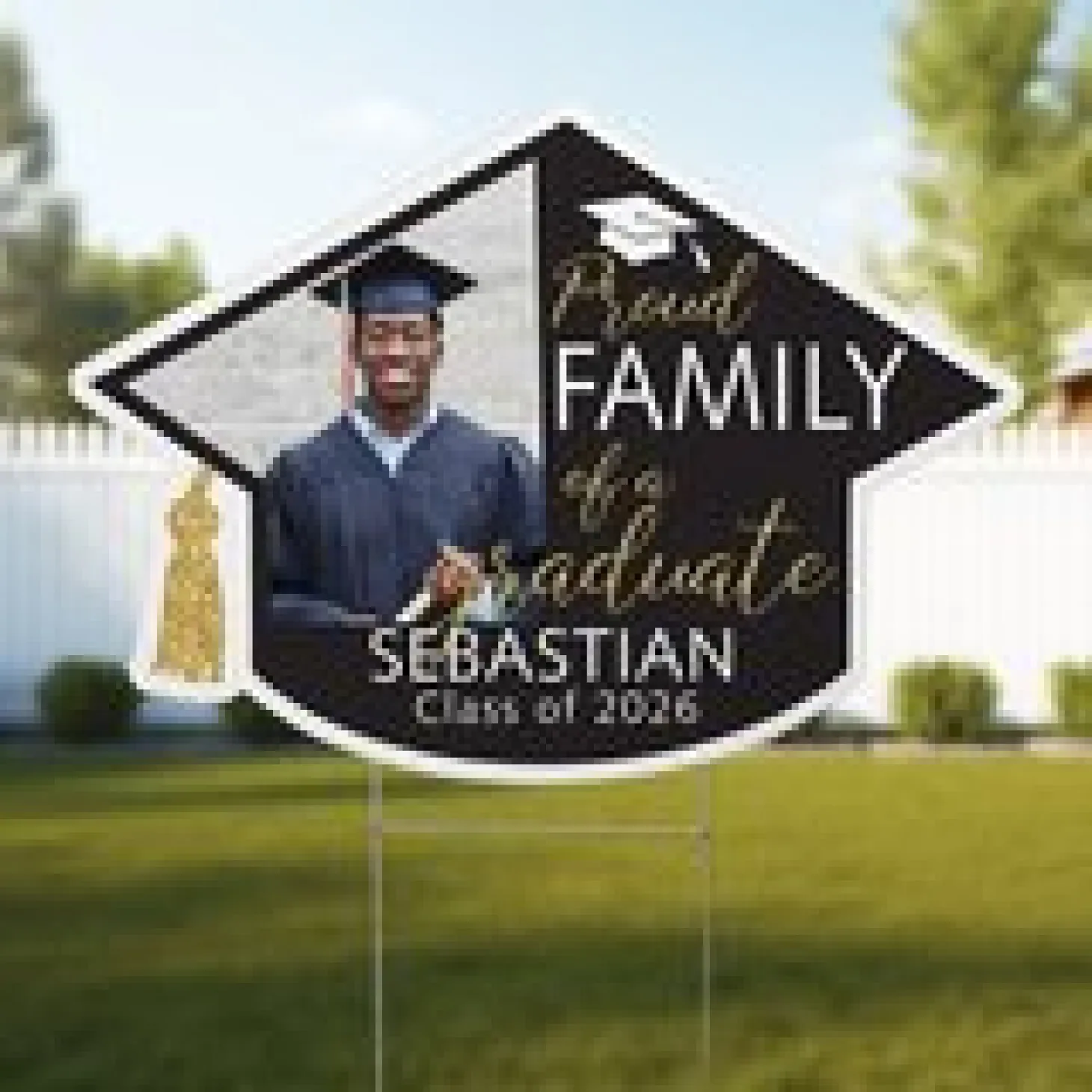 Proud Family Graduation Cap Yard Sign