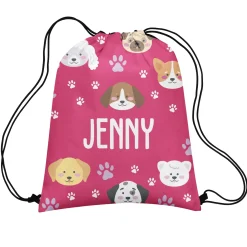 Puppies And Paw Prints Drawstring Bag
