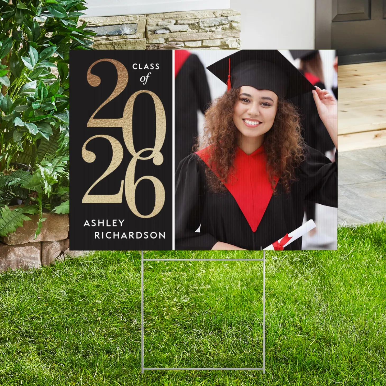 Radiant Year Graduation Photo Yard Sign