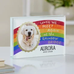 Rainbow Bridge Pet Photo Glass Block