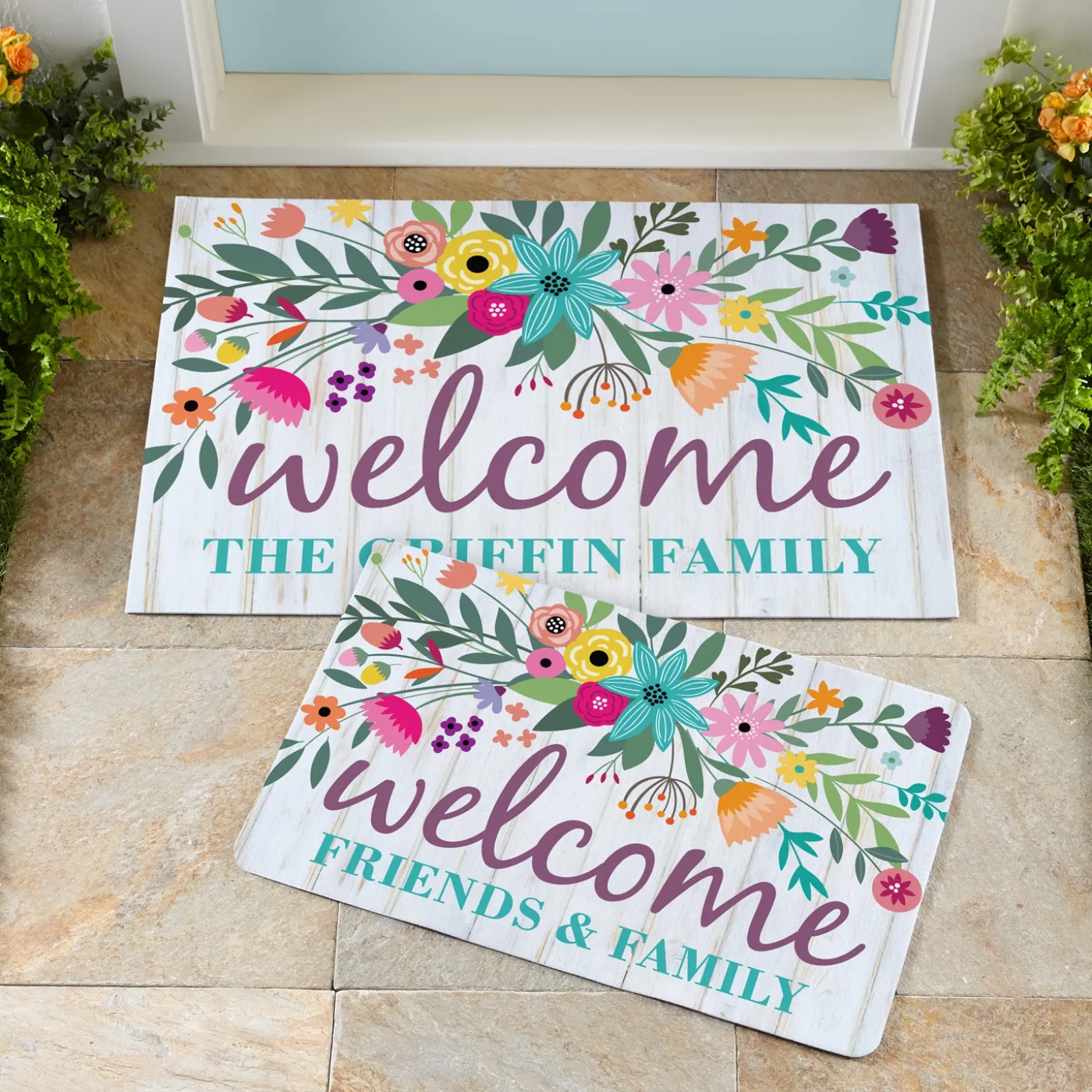 Rainbow Flowers Doormat
