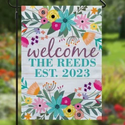 Rainbow Flowers Garden Flag