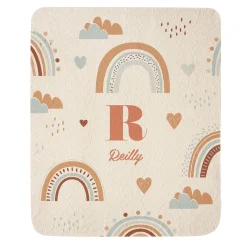 Rainbow Monogram Quilted Baby Blanket