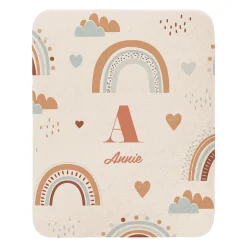 Rainbow Monogram Quilted Baby Blanket