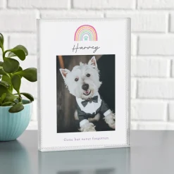Rainbow Paw Photo Glass Block