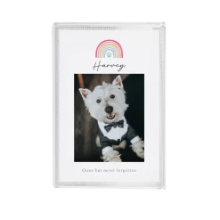 Rainbow Paw Photo Glass Block