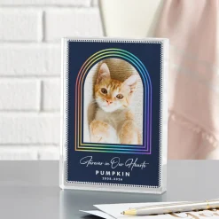 Rainbow Road Photo Memorial Glass Block