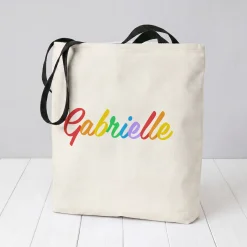 Rainbow Script Tote Bag