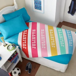 Rainbow Stripes Plush Blanket