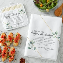 Recipe for a Happy Marriage Pot Holder and Towel Set