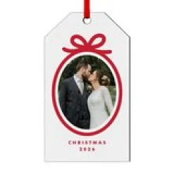 Red Bow Photo Gift Tag Ornament