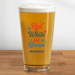 Red, White and Brews Pint Beer Glass
