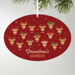 Reindeer Family Oval Ornament