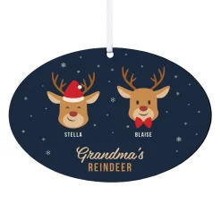Reindeer Family Oval Ornament
